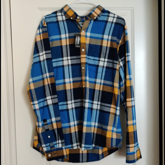 Express Other - Express Mens Plaid Casual Button Down